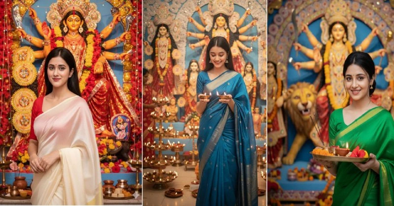 Durga Puja Traditional Saree Prompts for Google Gemini