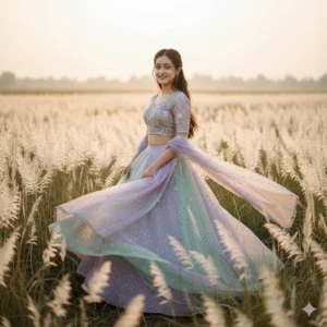 Modern Pastel Lehenga – Elegant Festive Look