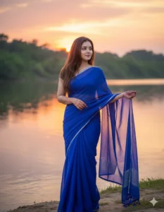 Riverside Evening Saree Look saree prompt for gemini