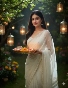 Graceful White Saree Look