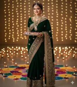 Royal Green Saree Look google gemini