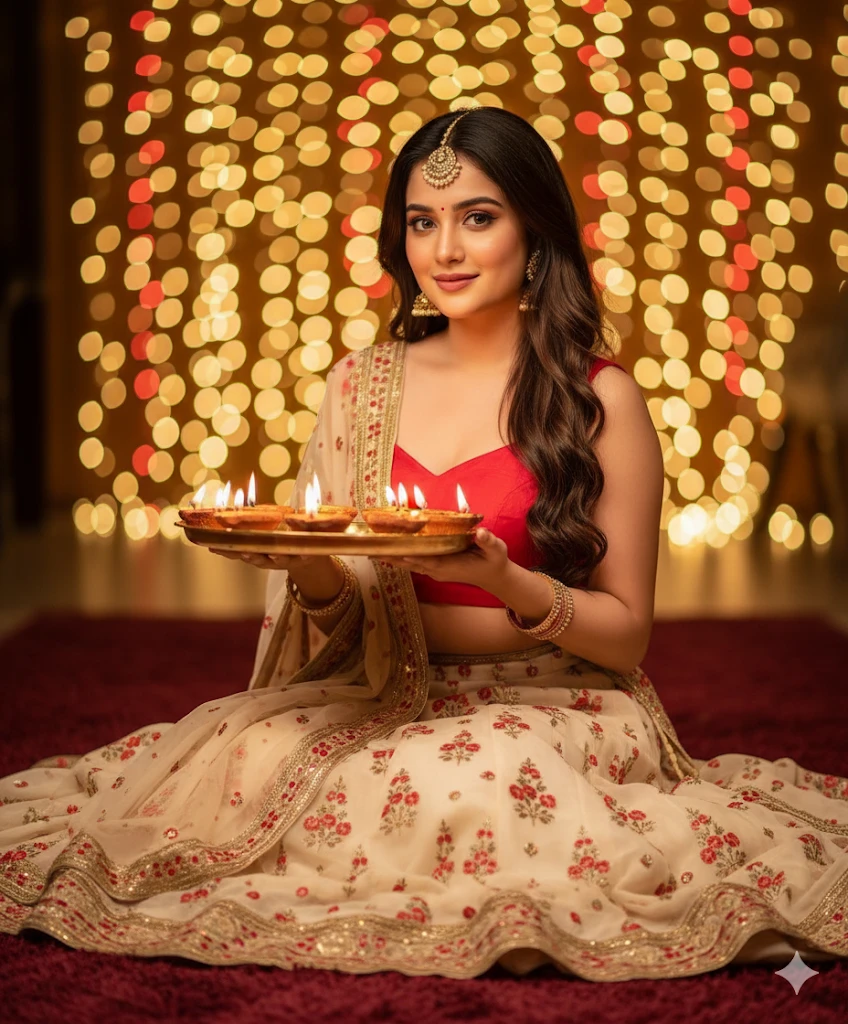 google gemini prompt diwali saree look