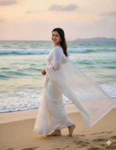 Beachside Saree Look saree prompt for gemini