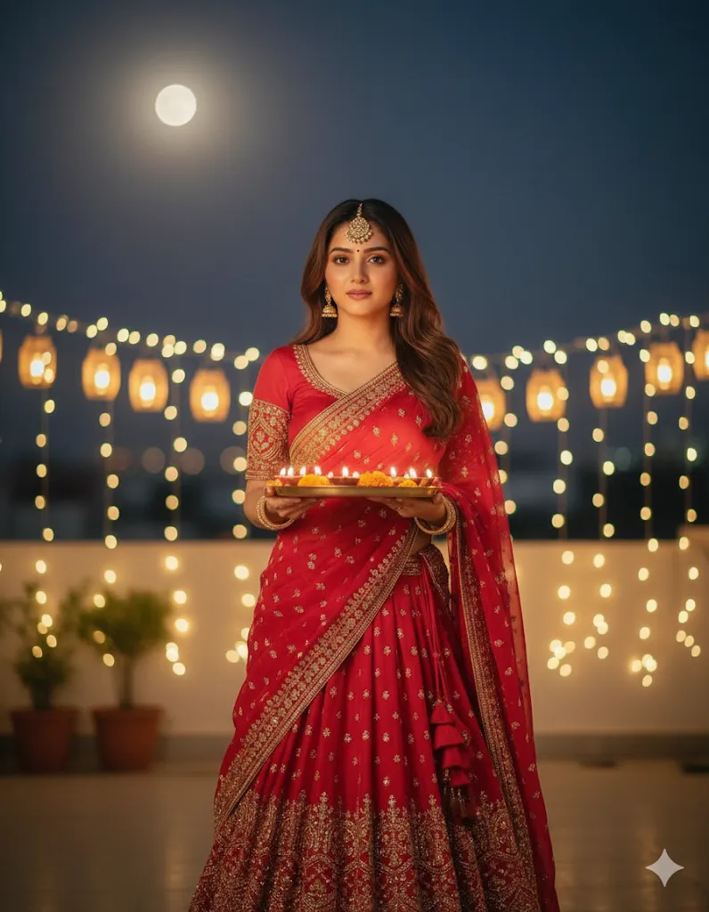 Google Gemini Prompts Karwa Chauth Lahnga