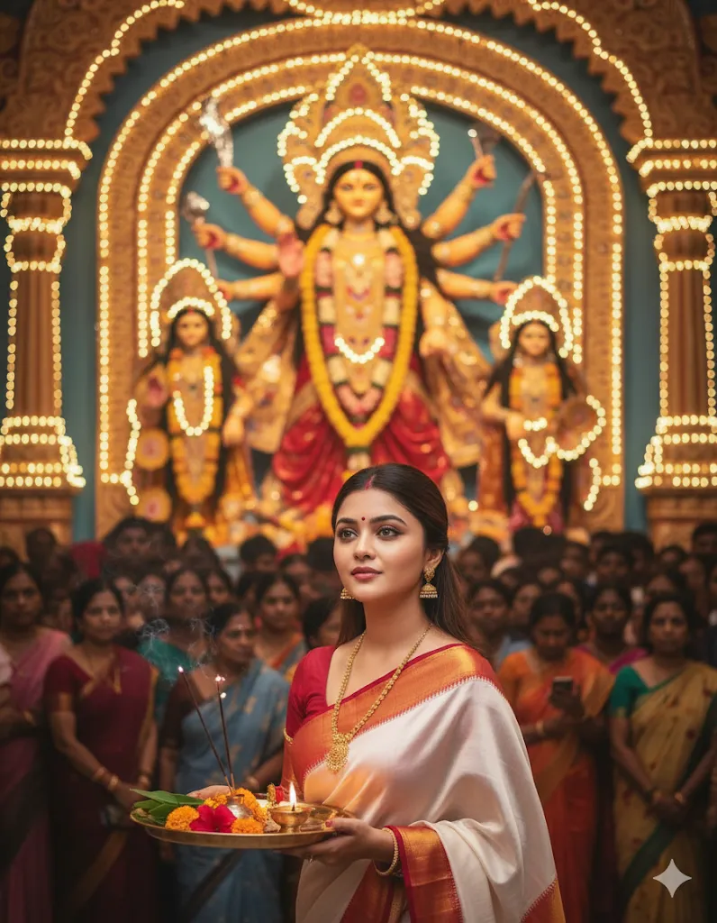 durga puja look saree google gemini prompt