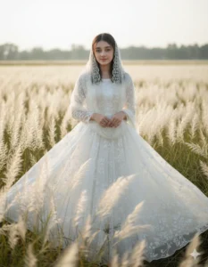 White Floral Gown – Modern Western Look