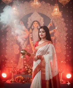 durga puja ashtami saree look 2025