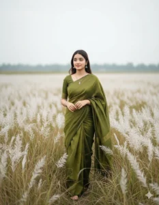 Green Handloom Saree – Eco-Friendly Natural Look