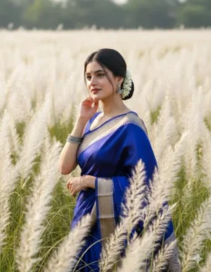 Blue Silk Saree Royal Traditional Look