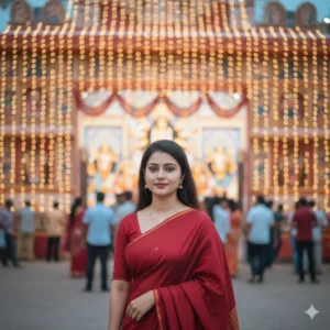 Pandal Entrance Look durga puja saree google gemini prompt 
