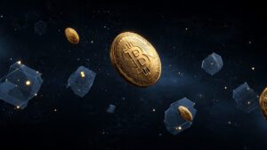 cryptocurrency concept illustration with golden bi 2