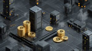 cryptocurrency mining concept with bitcoin coins a 2