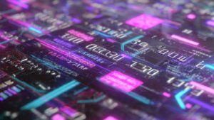 futuristic credit card background with holographic 3