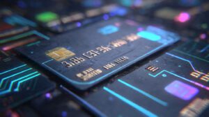 futuristic credit card background with holographic