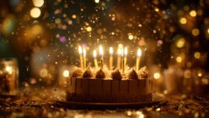 night party happy birthday cake with glowing candl 3