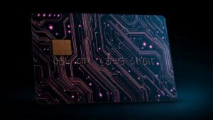 night theme credit card background with glowing ci