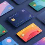 Professional credit card background with matte finish, minimal icons, clean financial branding