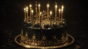 royal black and gold happy birthday cake premium l 2