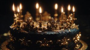 royal black and gold happy birthday cake premium l