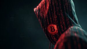 cyberpunk hacker silhouette with crypto code strea 2