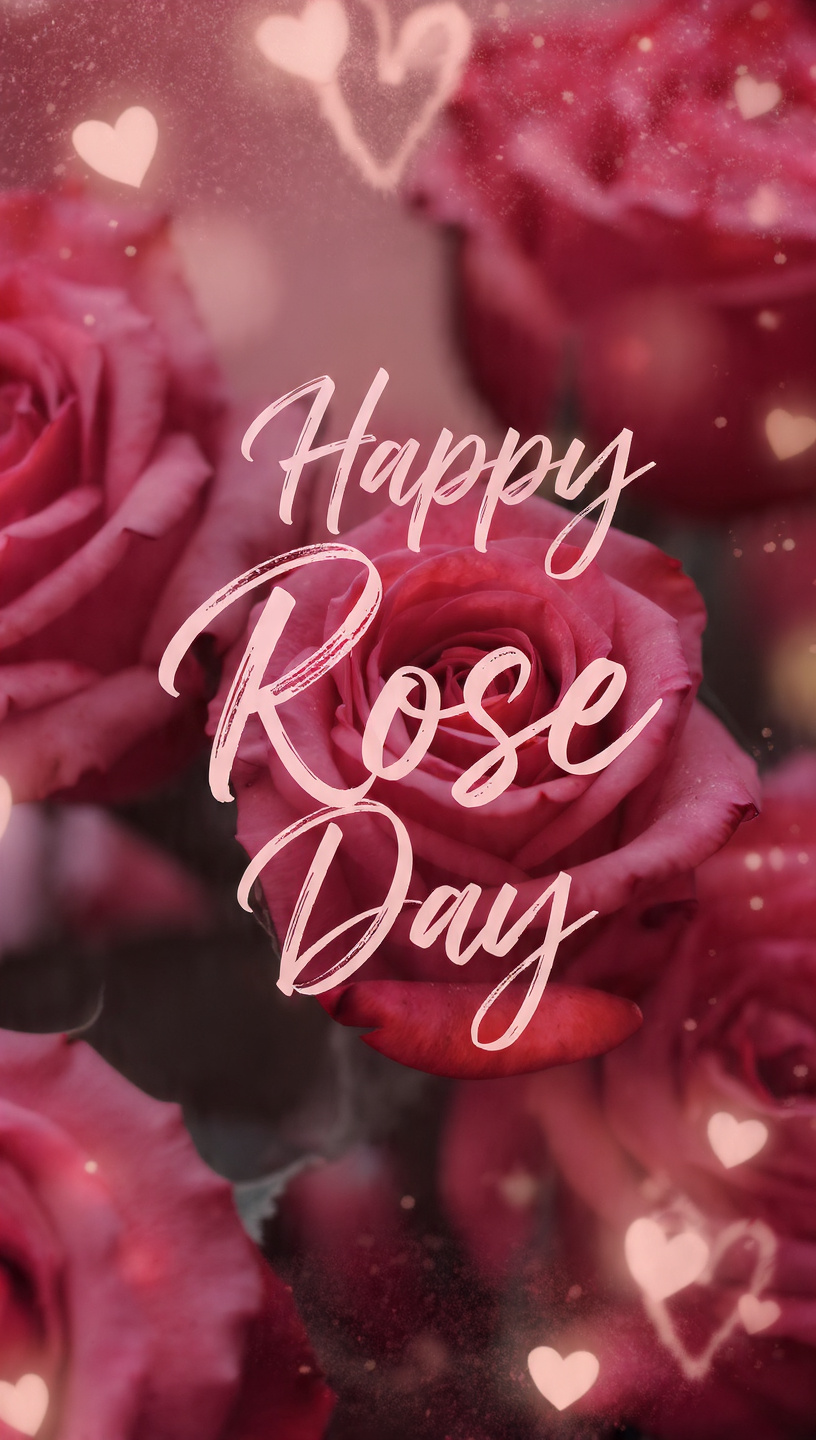 happy rose day text image romantic rose theme red